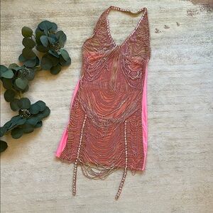 Elegant Pink and Gold Mini Dress